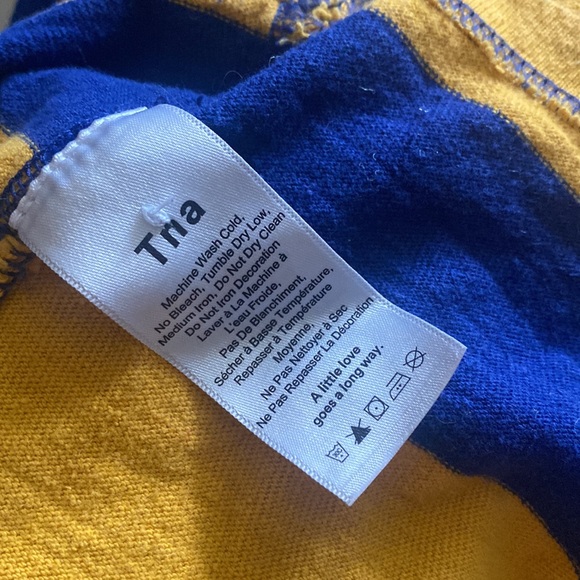 TNA S Yellow and Blue Stripped Rugby Long Sleeve - Picture 3 of 3
